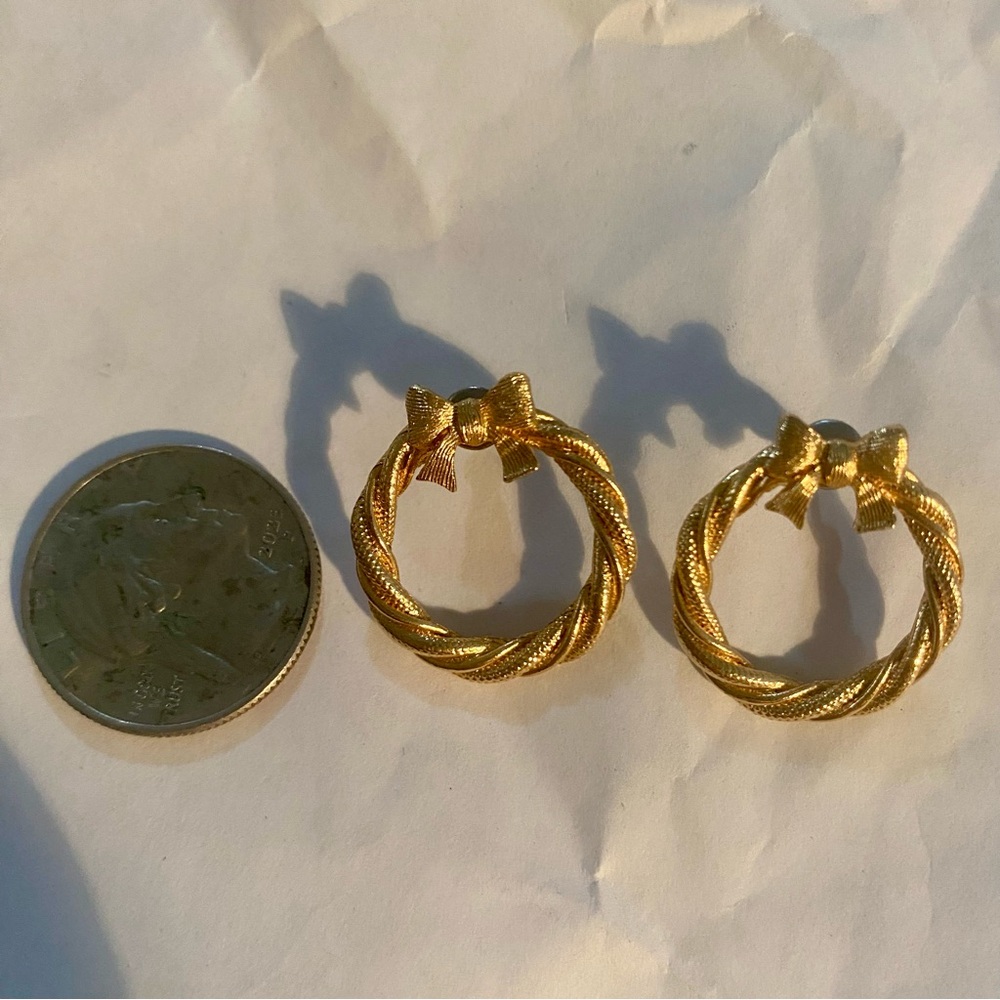 Unhinged Tiny Gold Toned Bow-Tied Twisted Hoop Earrings